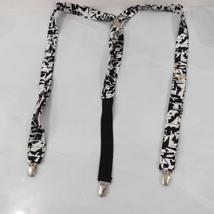 Suspender Mens Black White Clip On Adjustable Graphic Designer‎ Non Stretch USA